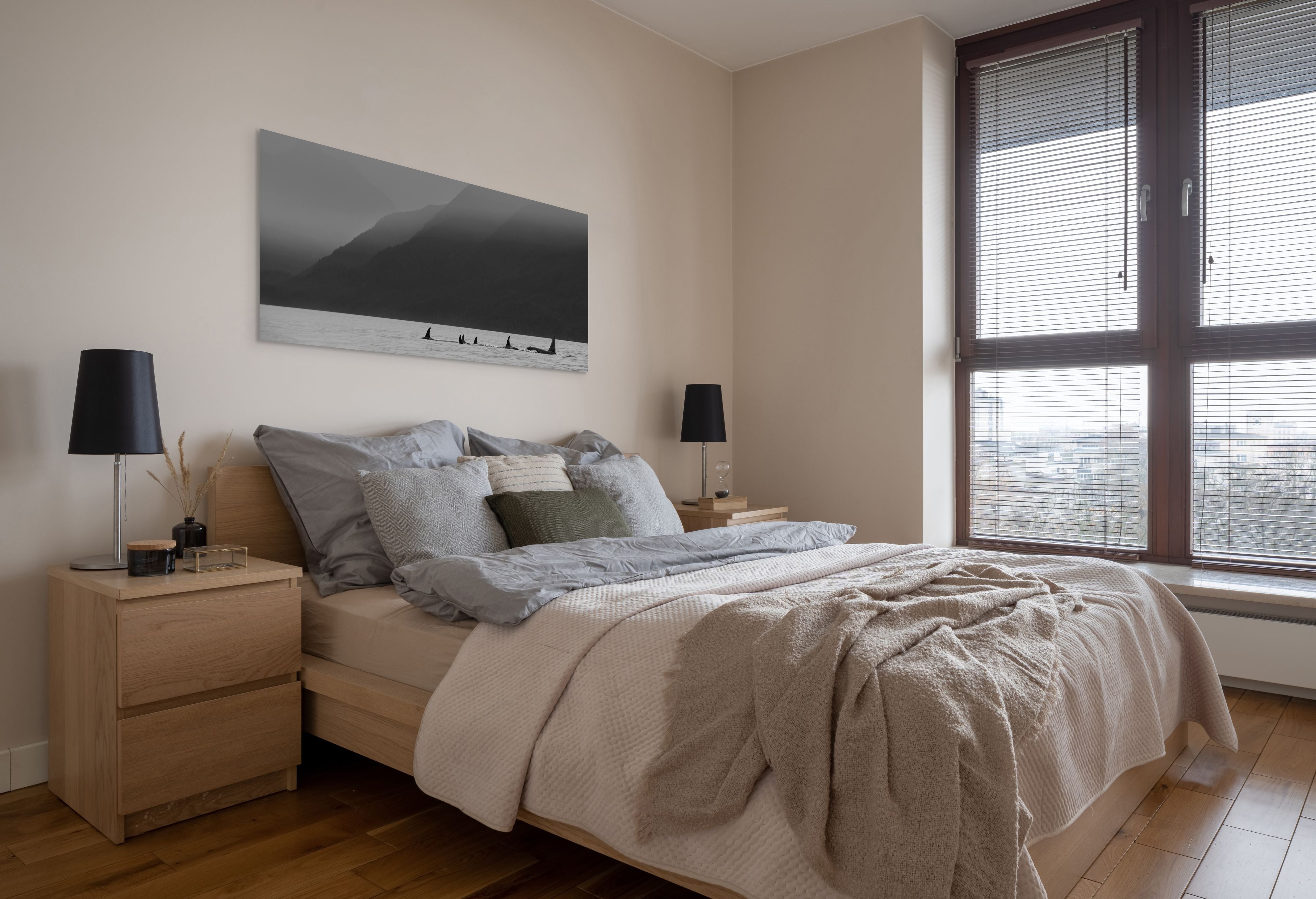 Orcas in the Mist Panorama 24x60"