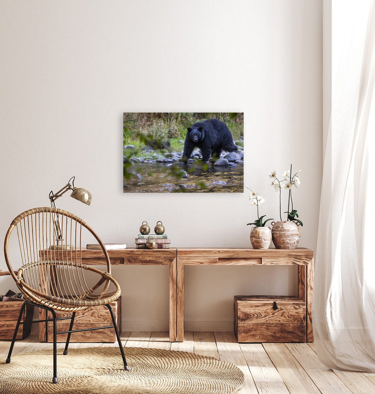 Black Bear in the River 24x36"