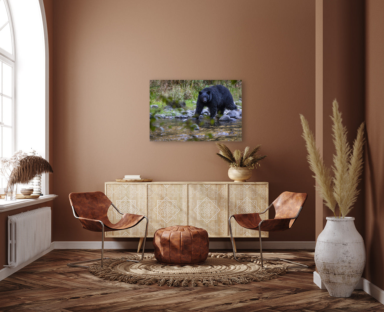 Black Bear in the River 24x36"