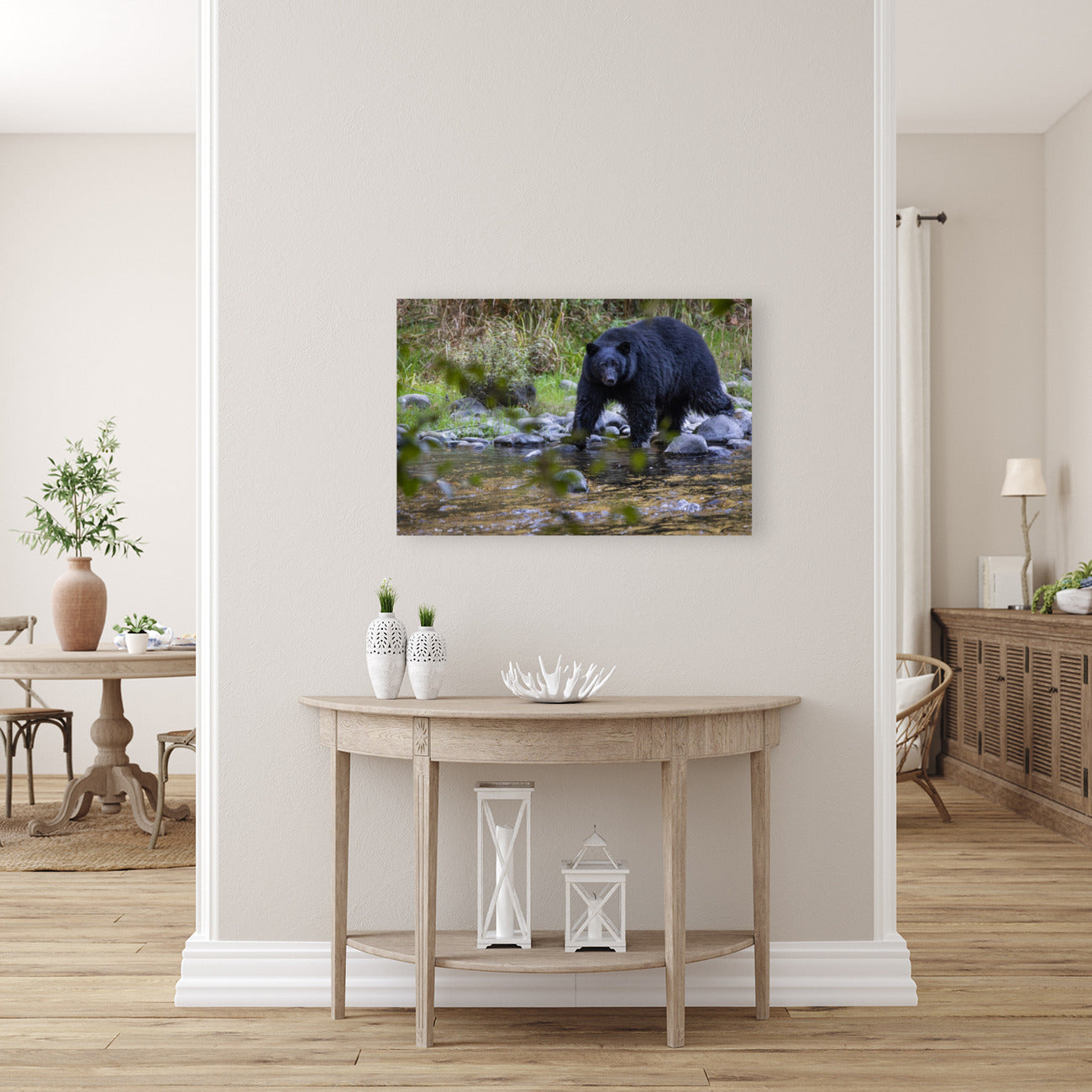 Black Bear in the River 24x36"