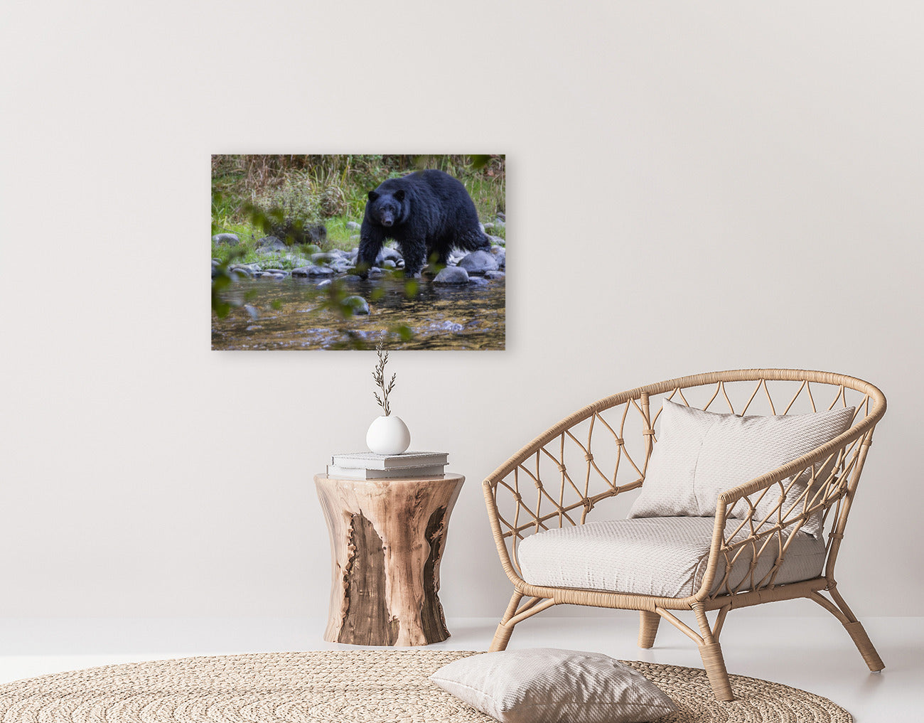 Black Bear in the River 24x36"