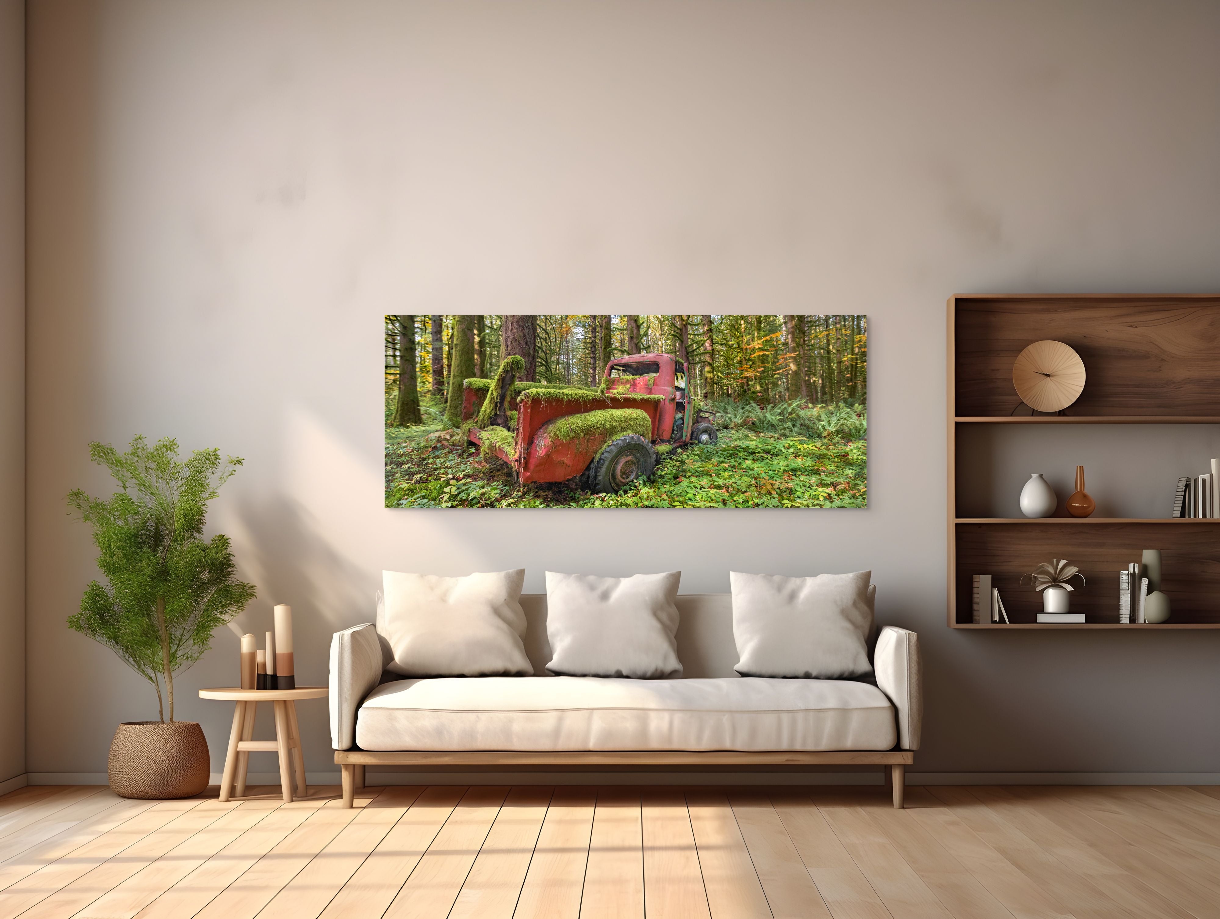 Red Truck in the Rainforest, Panorama 24x60"