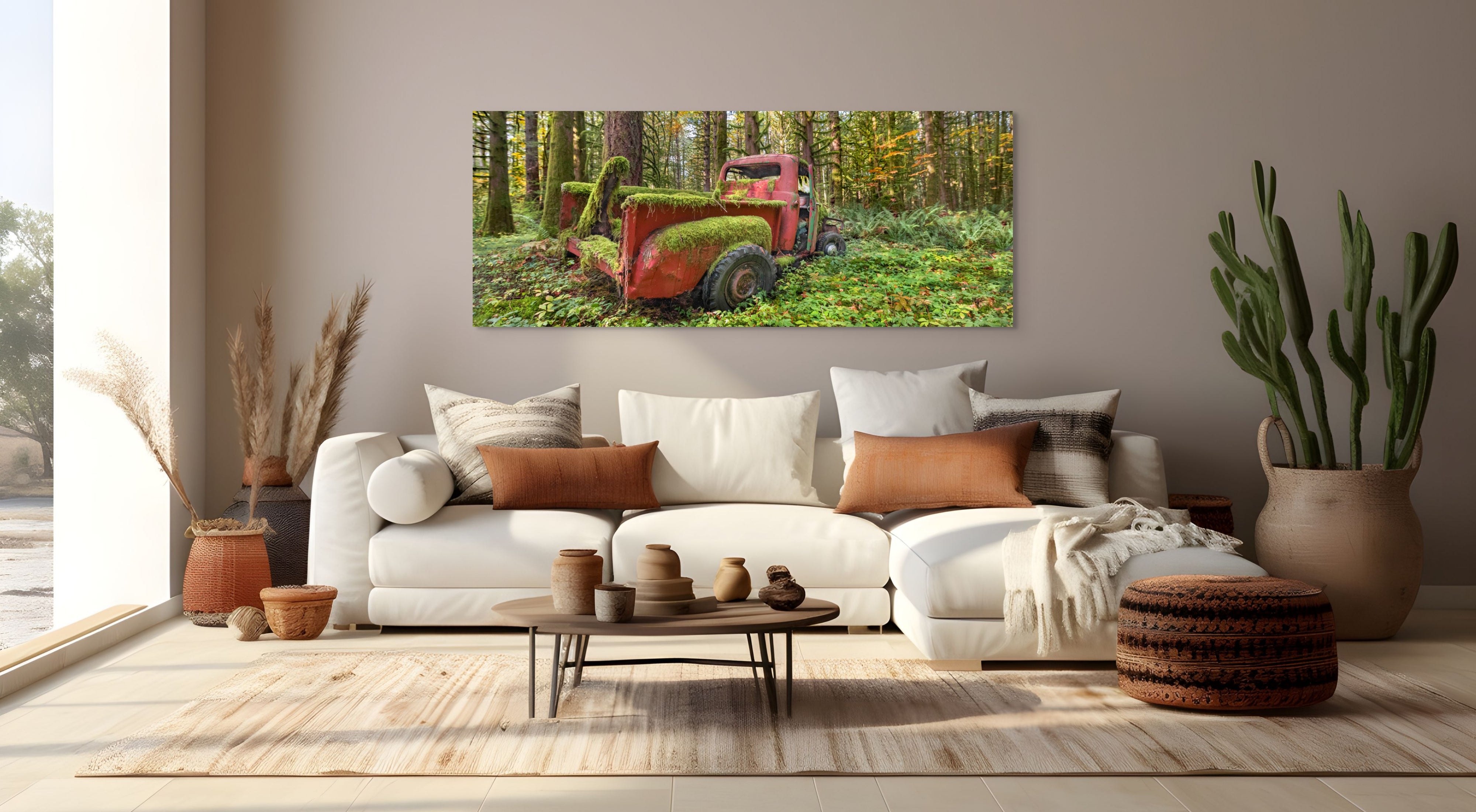 Red Truck in the Rainforest, Panorama 24x60"