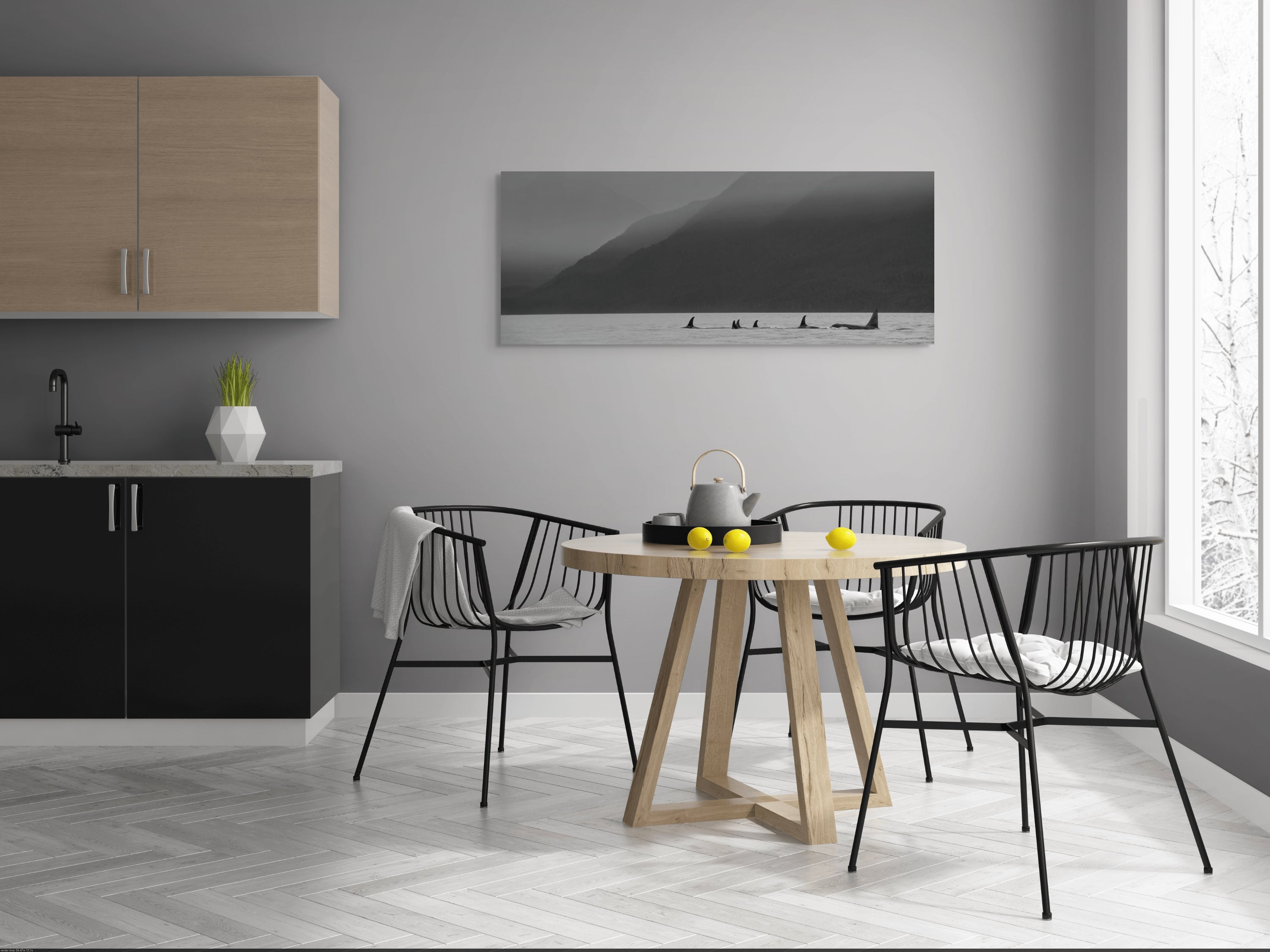 Orcas in the Mist Panorama 24x60"