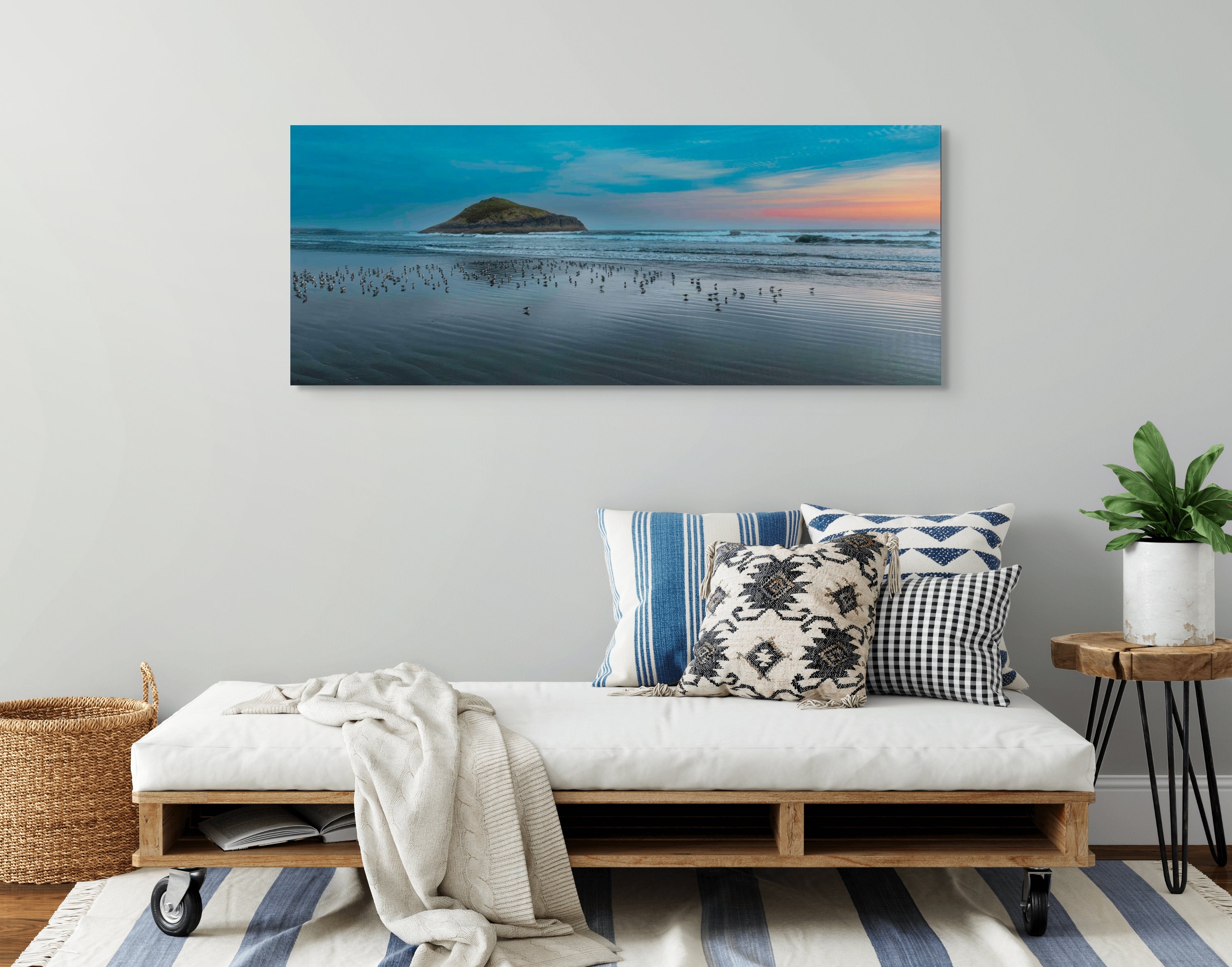 Sandpipers in Tofino, Panorama 24x60"