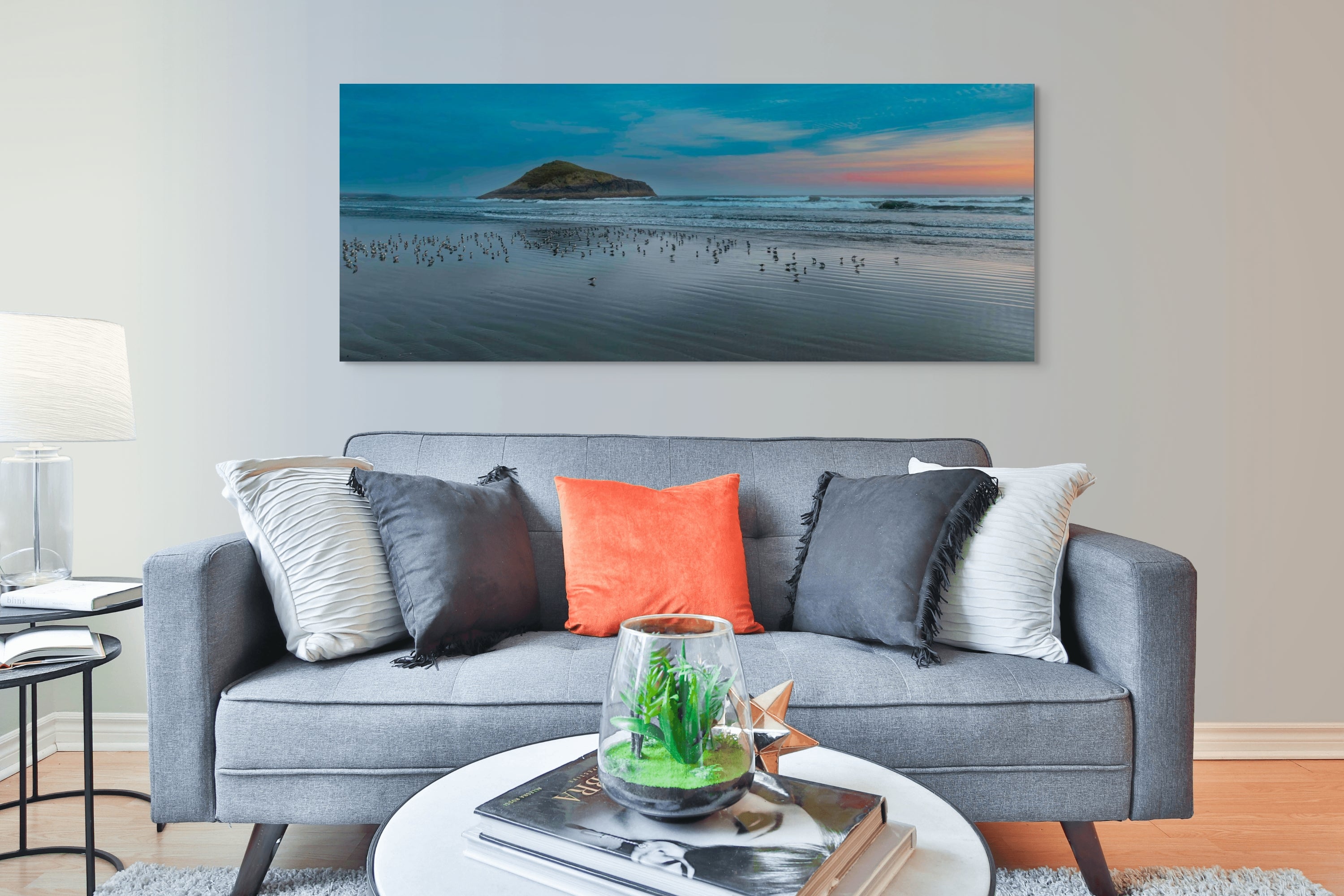 Sandpipers in Tofino, Panorama 24x60"