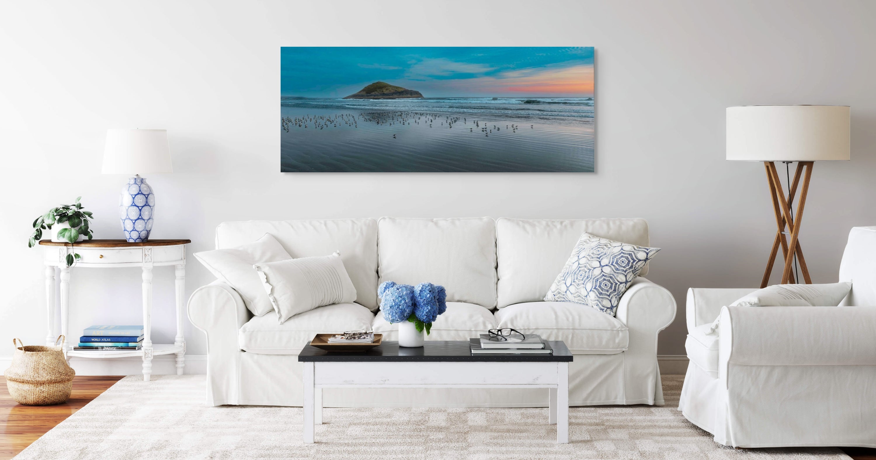 Sandpipers in Tofino, Panorama 24x60"