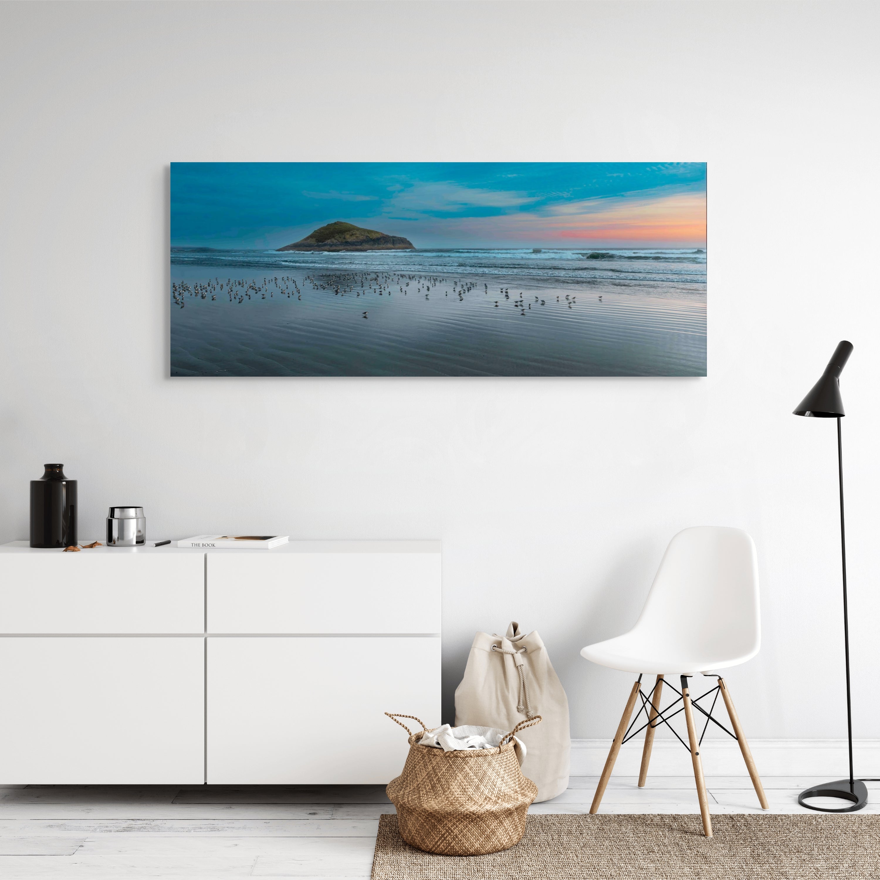 Sandpipers in Tofino, Panorama 24x60"