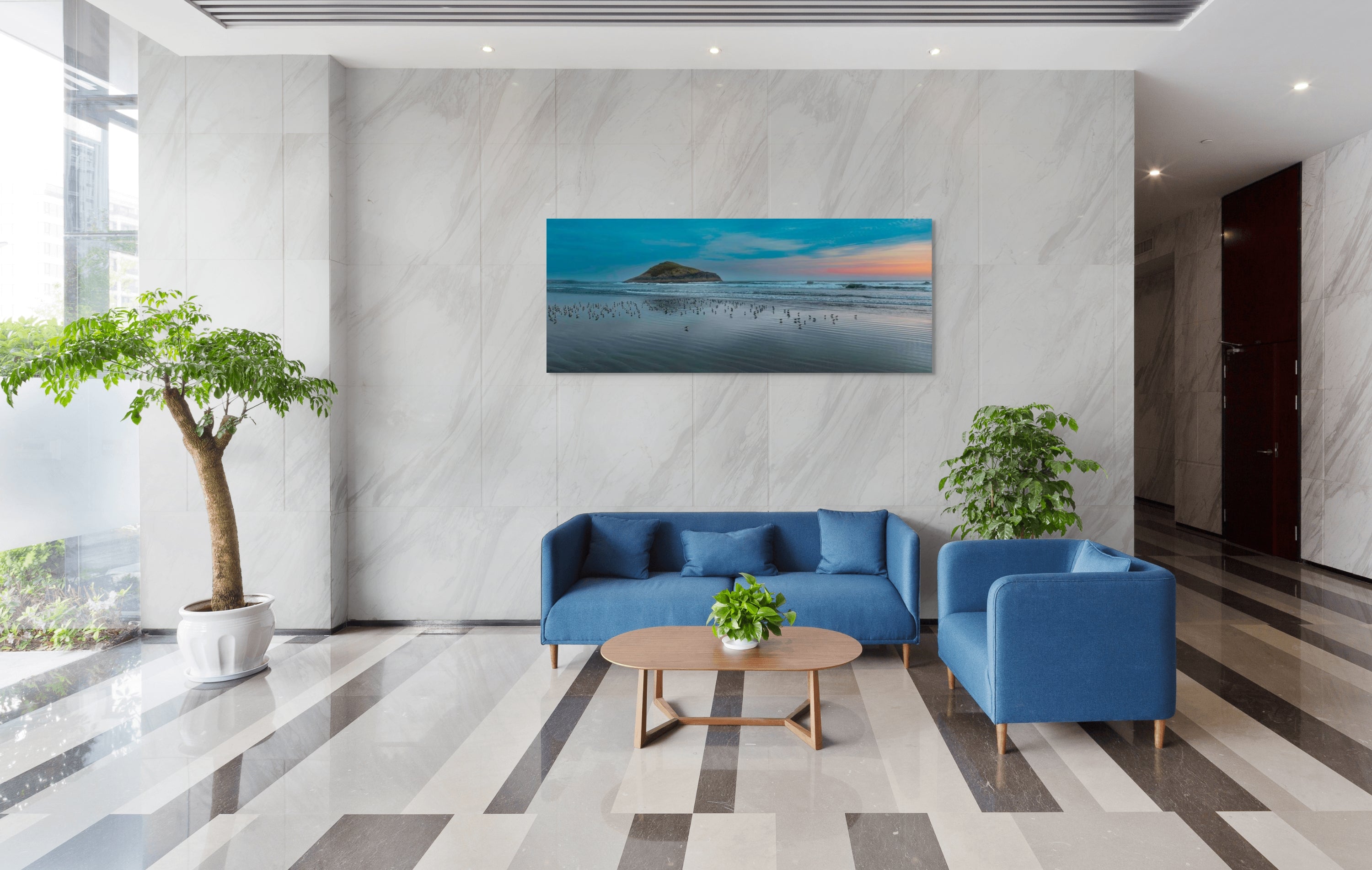 Sandpipers in Tofino, Panorama 24x60"