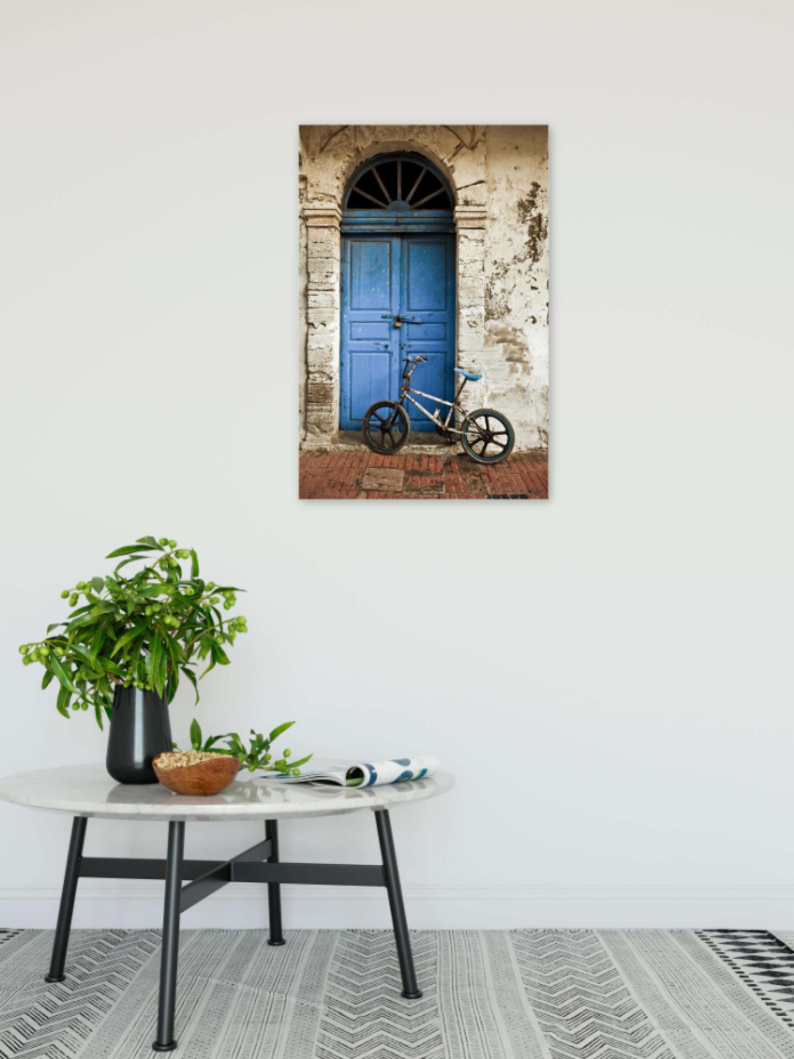 Blue Door with Bicycle 24x36"