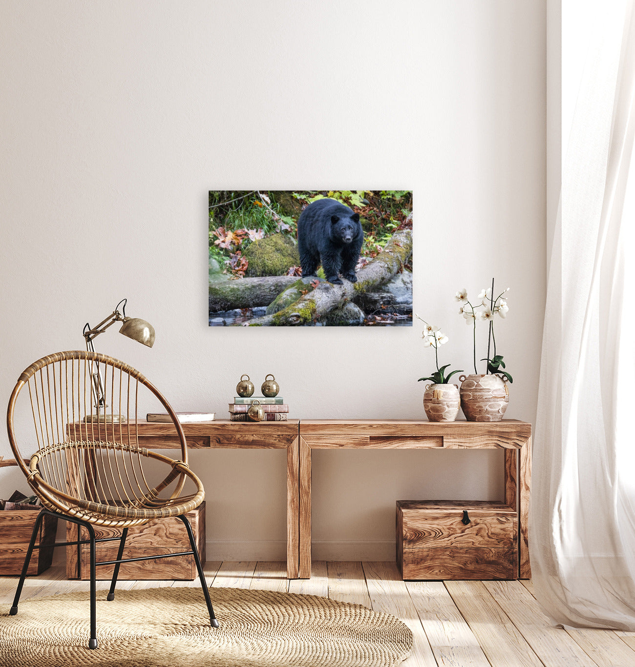 Black Bear on a Log 24x36"